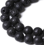 8MM 90pcs Natural Stone Beads Black Volcanic Lava Gemstone Round Loose Beads for Jewelry Making Bracelet 2 Strands 32"