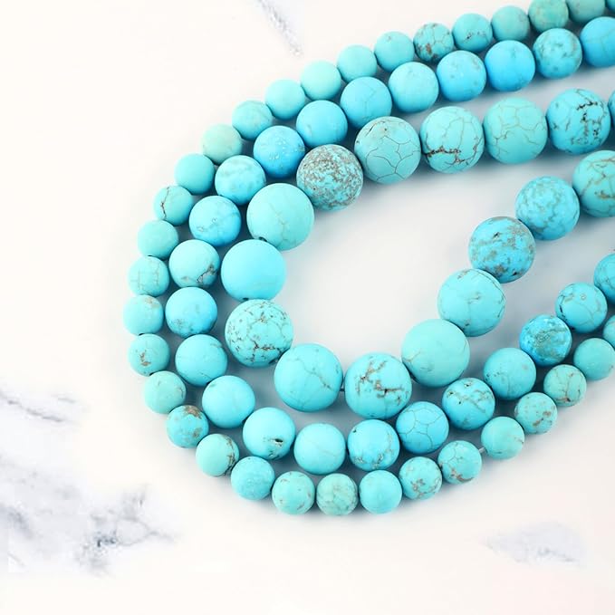 Natural Genuine Stones DIY Tiger Eye Round Spacers 4mm 200pcs Beading Loose Gemstone Hole Size 1mm Charm Smooth Beads for Bracelets Necklaces Earrings (Matte Blue Turquoise 4mm)