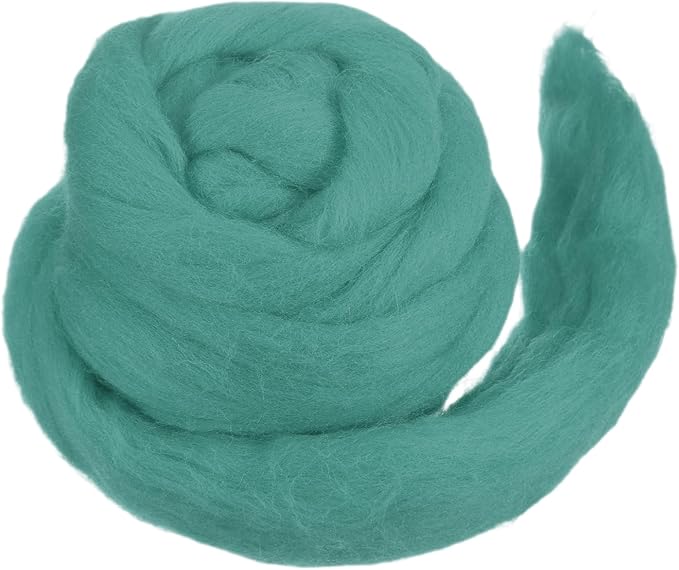 MECCANIXITY Wool Roving Yarn Soft Felting Wool 50g/1.76oz Pure Chunky Roving Yarn for Needle Felting Knitting Blanket Spinning Weaving Art DIY Craft Blue Green