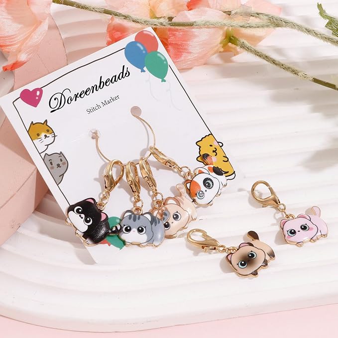 DoreenBeads Stitch Markers for Crocheting and Knitting, Alloy Enamel Crochet Marker Crochet Gifts for Knitting Weaving Sewing Accessories Quilting Jewelry Making