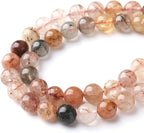 10MM 36PCS Natural Crystal Stone Colorful Rutilated Quartz Beads for Jewelry Making DIY Bracelet