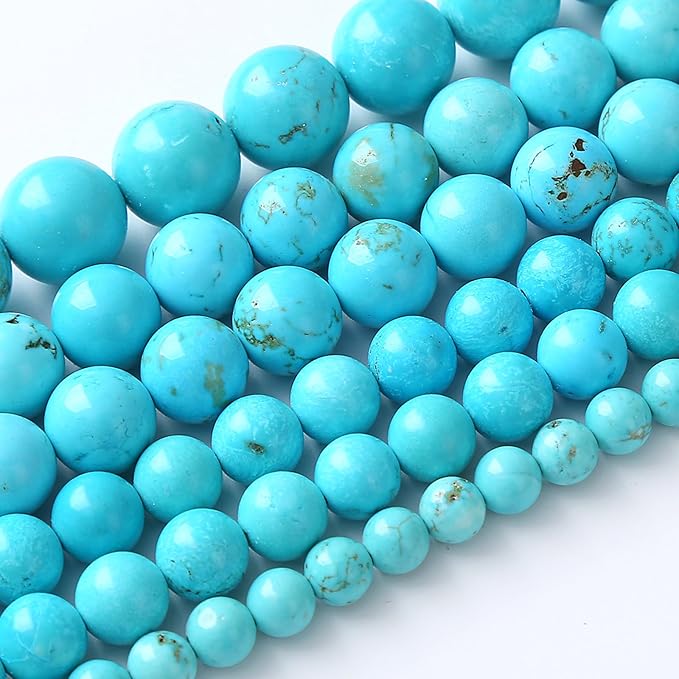 6MM Natural Turquoise Gemstone Beads Blue Stone Round Loose Beads for Jewelry Making Bracelet 120pcs 2 Strands 32"