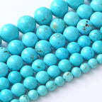 8MM Natural Turquoise Gemstone Beads Blue Stone Round Loose Beads for Jewelry Making Bracelet 90pcs 2 Strands 32"