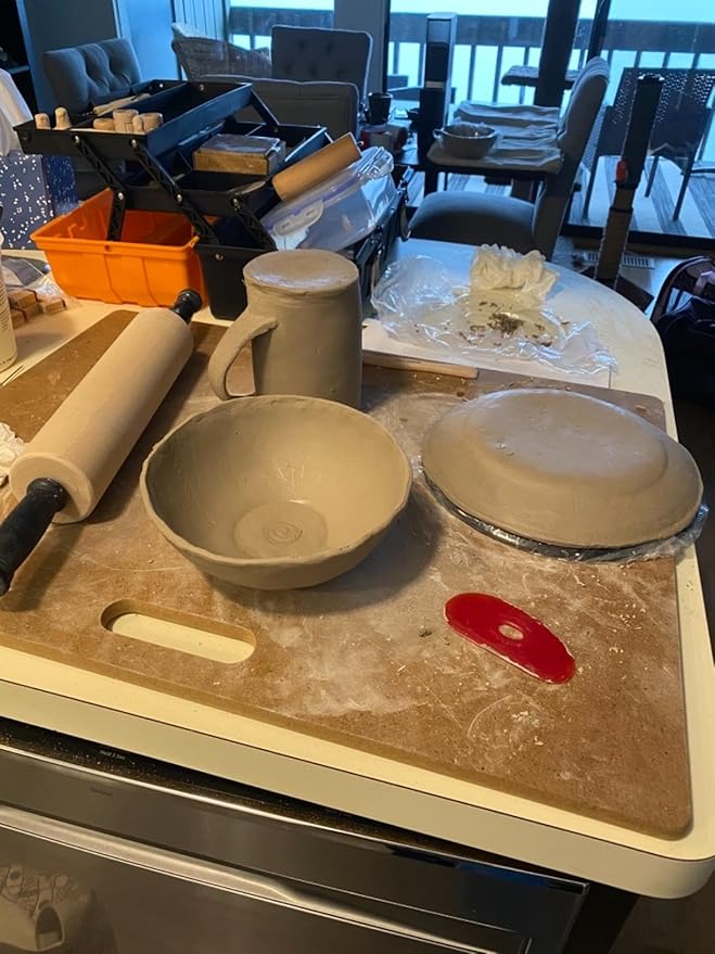 Clay Wedging Board with Built in Handle Portable Wooden Mat Clay Board for Clay Crafts Arts Making,Drafting Art (22 x 22 Inch, 2 PCS)