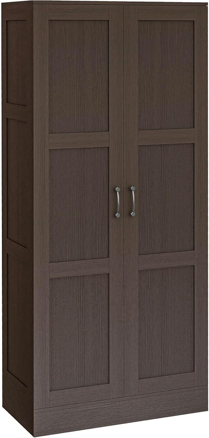 HOMCOM 71" Tall Storage Cabinet with Movable Storage Shelves, Modern Style Pantry Cabinet with Soft Close Doors, Coffee
