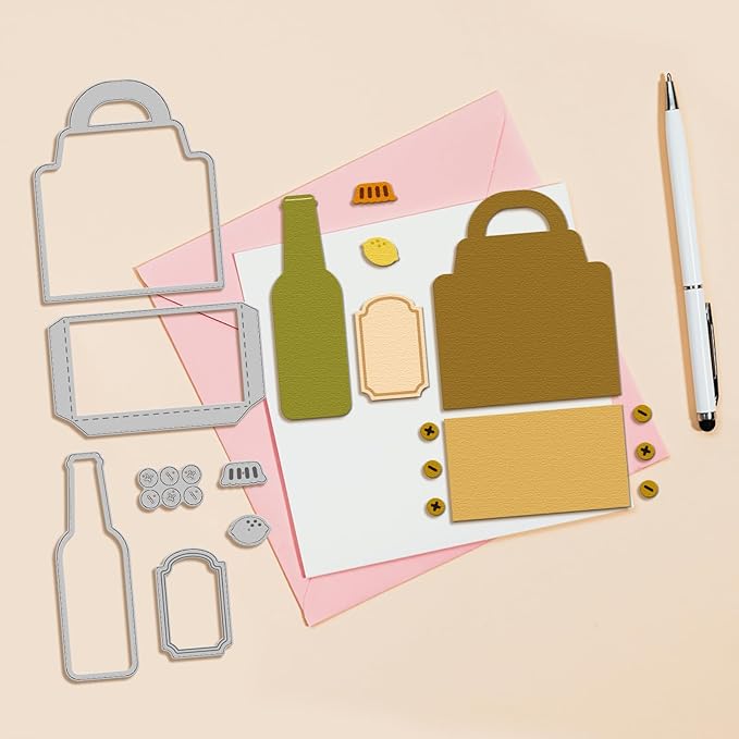 GLOBLELAND Summer Bottle Shaker Cutting Dies for Card Making Summer Soda Shaker Cut Die for DIY Scrapbooking Journal Embossing Paper Craft Decor