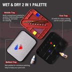 Wet Pallet for Painting Miniatures - Golden Maple 2 in 1 Dry and Wet Palette with Lid, Including 11 Miniature Paint Brushes,100PCS Palette Paper, 4PCS Sponges, Paint Brushes Holders