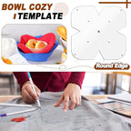 Flutesan 3 Pcs Bowl Cozy Pattern Template 8/10/12 Inch Clear Acrylic Bowl Wrap Sewing Pattern Template with 3 Pieces Water Soluble Pen Batting Quilting Cut on Fold Stencil(Round Edge)
