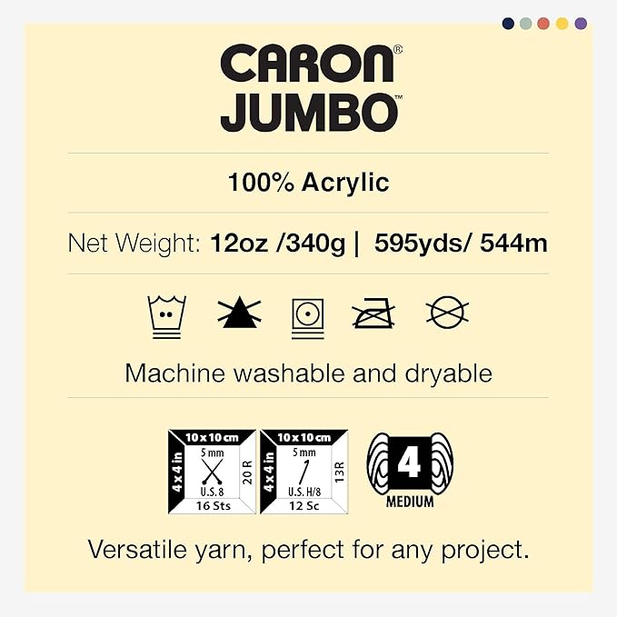 Caron 327689 294009-9009 Jumbo Ombre Yarn - (4) Medium Worsted Gauge 100% Acrylic - 12 oz - Country Basket - Machine Wash & Dry