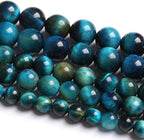 4MM 88PCS Peacock Blue Tiger Eye Stone Beads Natural Crystal Spacer Loose Beads for Jewelry Making DIY Bracelet Semi Precious 1 Strand 15 inches