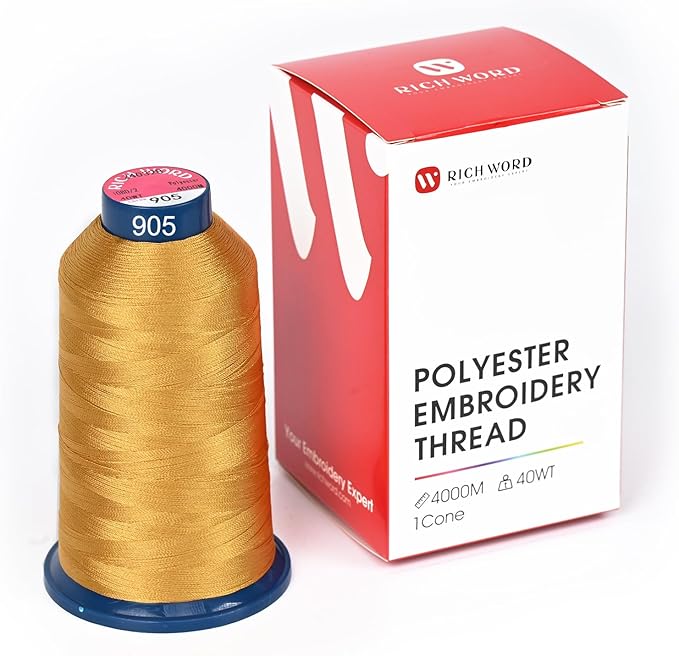 Richword Yellow Embroidery Thread 4000M(4374Y) 40WT Polyester Thread 100 Colors Selected for Commercial Multi Needles and Single Needle Embroidery Machine 0905