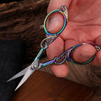 Detail Embroidery Scissors – Small Sharp Pointed Tip Shears for Sewing, Craft, Artwork, Needlework Yarn, Thread Snips, Handicraft DIY Tool, 4.5in Rainbow Vintage Style