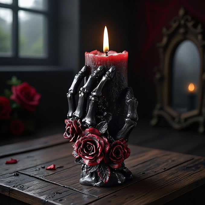 Snake Skull Silicone Mold, Cylinder Candle Mold with Coiling Snake for Halloween Candle Making, Resin, Clay Craft, Aromatherapy Gypsum, Home Decor (Bone Hand and Skull)