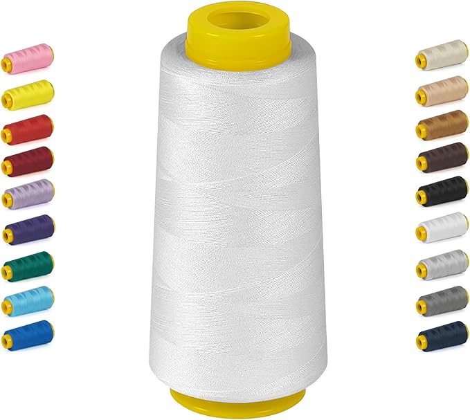 1800 Yards White Thread for Sewing，All Purpose Sewing Thread, Hilos para Coser, Polyester Thread 40s/2 for Serger&Overlock, Quilting, Piecing, Sewing Machine