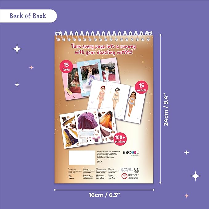 Sticker Dress up Books - Sticker Activity Book for Kids. Learn Girls Fashion Design with Stickers and Guides for Kids 5 and up. Little Designer Creativity Book. Stickers, Paper Dolls. - Glamour