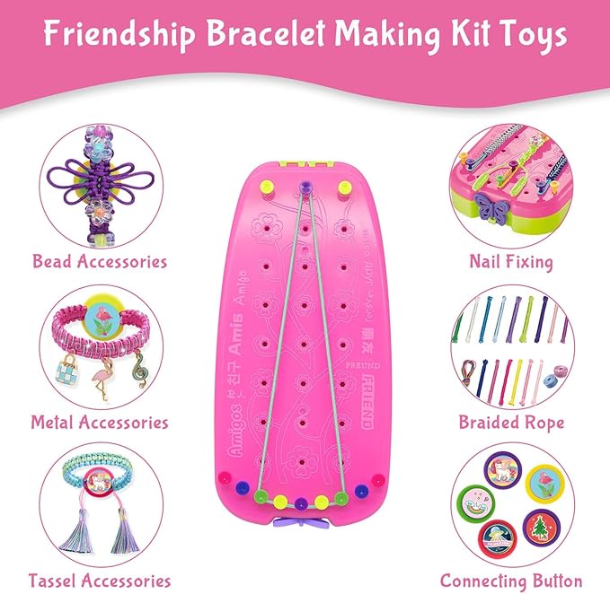 Friendship Bracelet Making Kit for Girls,Arts and Crafts for Kids Ages 8-12,String Maker Tool Gifts Toys for 6 7 8 9 10 11 12+ Year Old Girl On Christmas Birthday