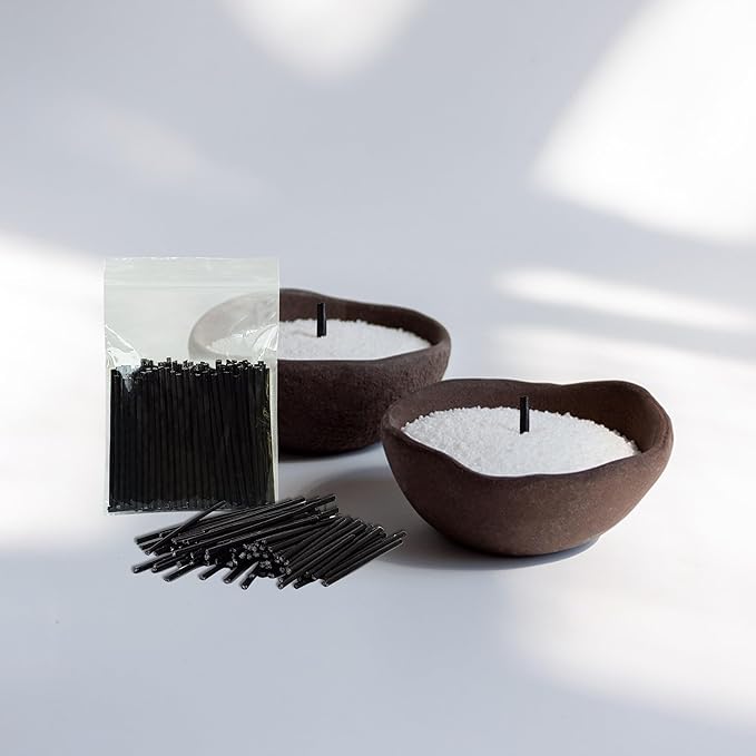 2" Black Cotton Candle Wicks 400 Pack – Metal-Free & Lead-Free for Pearled Candles Sand Wax Extra Refill, DIY Candle Making