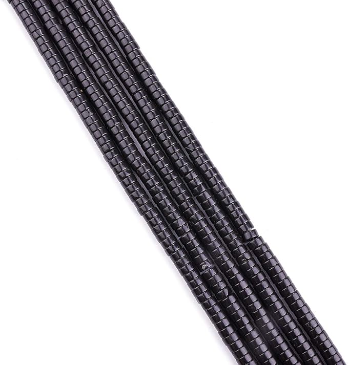 Natural Black Onyx Spacer Beads Caps Loose Semi Gemstone for Beading Jewelry Making 6mmx3mm 38cm