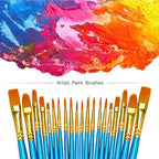 BOSOBO Pointed-Round Paint Brush, 4 Sets of 10 Pieces Fine Tip Nylon Hair Miniature Paint Brushes for Acrylic Oil Watercolor Gouache, Artist Face Nail Body, Paint by Numbers, Model Craft & Rock Art