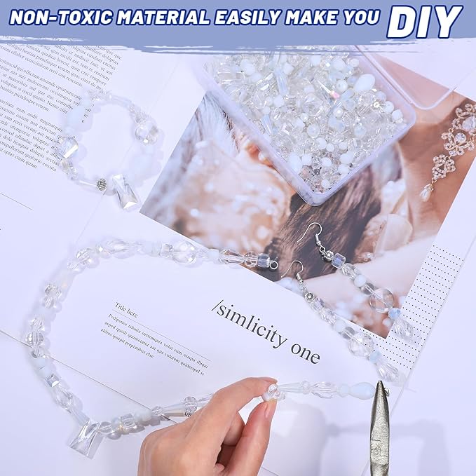 Assorted Glass Crystal Beads for Jewelry Making,DIY Lamp Work, Glass Spacer Beads Colorful Clear Electroplated Color Crystal Beads, Colorful Assortment Bulk Mix, Half Pound