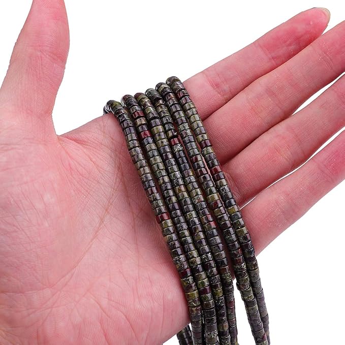 Natural Dragon Blood Jasper Spacer Beads Caps Loose Semi Gemstone for Beading Jewelry Making 4mmx2mm 38cm