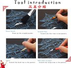 DESINIK Scratch Painting Art for Adults & Teens - 2 Sheets Rainbow Scratch Painting Kit, Scratch Painting Foil Art for Adults, Stress Relief Adult Craft Kits A3(Deer & Elephant)