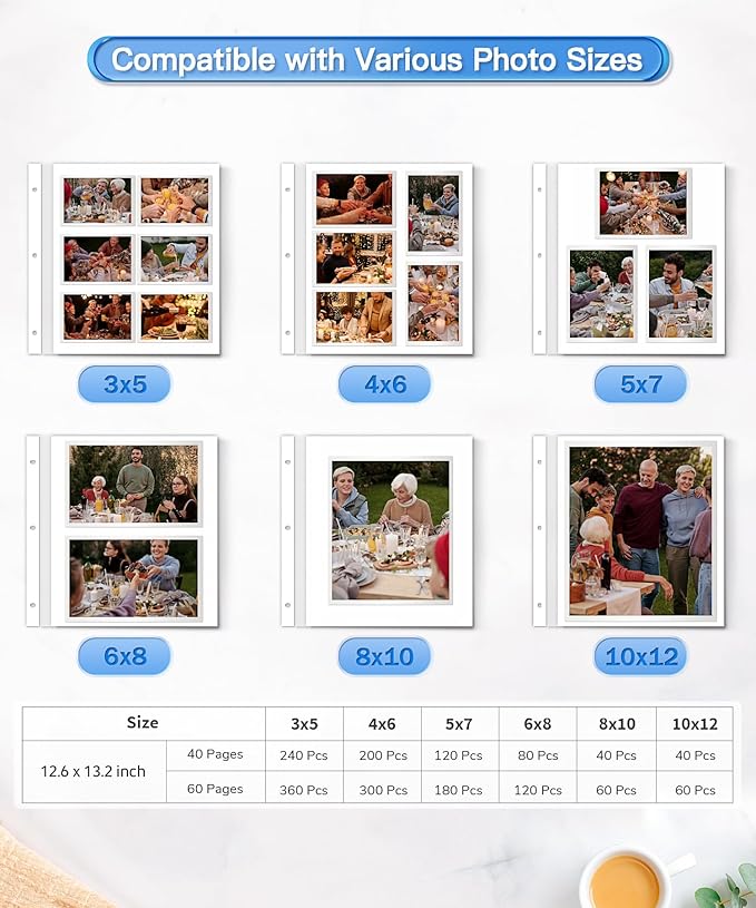 Popotop Photo Album Self Adhesive Scrapbook Album for 4x6 5x7 8x10 Pictures DIY Photo Book as Scrapbooking Supplies Kits, Birthday Gifts for Women Mom Wedding Baby Family Travel