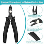 Acejoz 1200 Pcs Gold Crimp Beads Kit, Jewelry Making Supplies Include Crimp Covers, Crimp Tubes, Wire Guardians, Lobster Clasps, Jump Rings, Pliers and Beading Wire for Jewelry Making