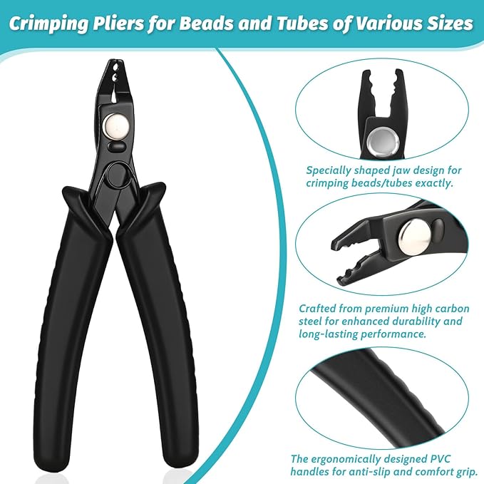 Acejoz 1200 Pcs Gold Crimp Beads Kit, Jewelry Making Supplies Include Crimp Covers, Crimp Tubes, Wire Guardians, Lobster Clasps, Jump Rings, Pliers and Beading Wire for Jewelry Making