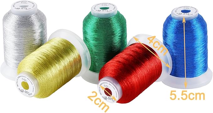 New brothread 20 Assorted Colors Metallic Embroidery Machine Thread Kit 500M (550Y) Each Spool for Computerized Embroidery and Decorative Sewing
