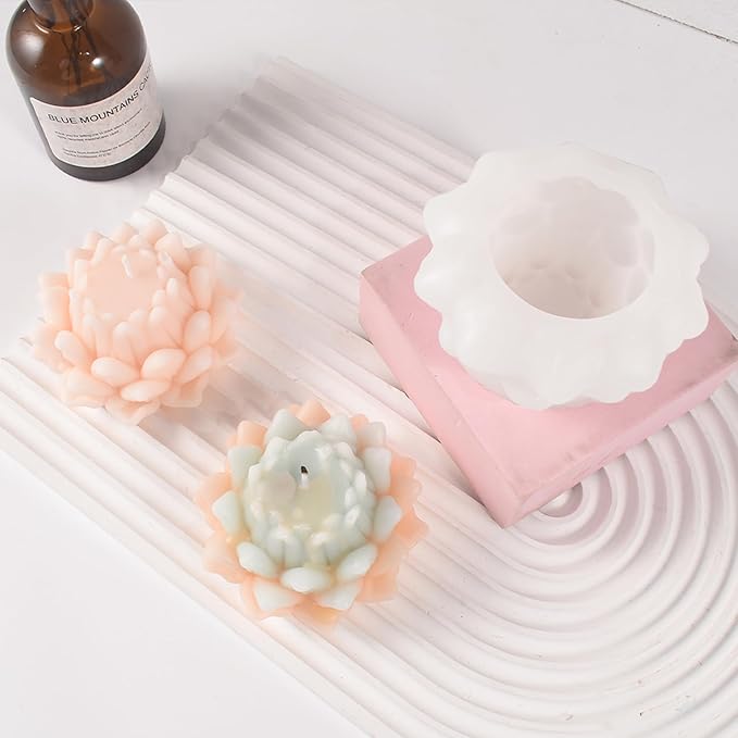 Lotus Flower Mold Lotus Flower Resin Mold - Resin Casting Silicone Molds for Home Decor & Candle Making Wave Spiral Mold
