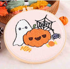 DCCQ Punch Needle Kits Adults Beginner，Cute Cartoon Pumpkin Pattern with Hoop Embroidery Punch Needle Starter Craft Set Easy for Adults，Children and Halloween Gifts、Decoration