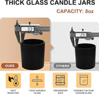 8 OZ Thick Candle Jars for Making Candles 15 Pcs, Black Empty Jars with Wood Lids for Candle Making, Sample Container,Matte Black