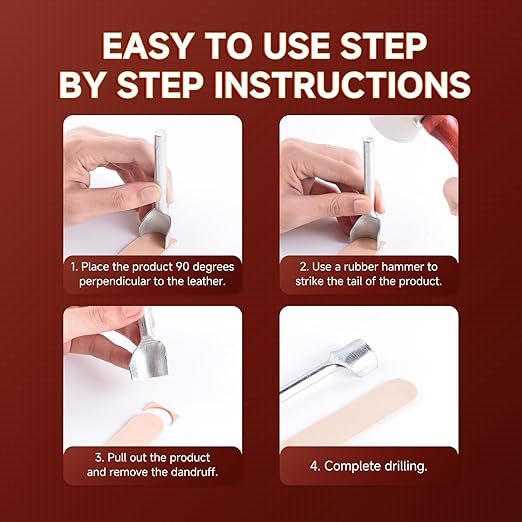 7Pcs Leather Craft Tools Precision Arc-Shaped Half Round Punch Set & Edge Cutters for Belt, Wallet, and Bag Making (Sizes from 10mm to 40mm)