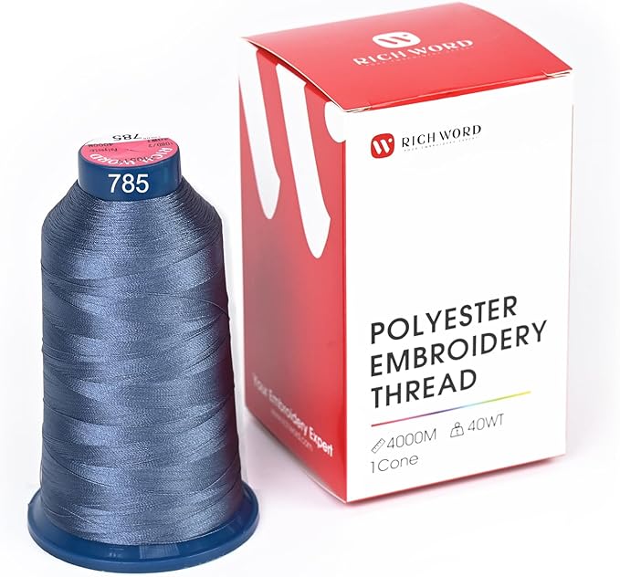 Richword Selected Blue Embroidery Thread 4000M(4374Y) 40WT Polyester Thread 100 Colors Selected for Commercial Multi Needles and Single Needle Embroidery Machine 0785