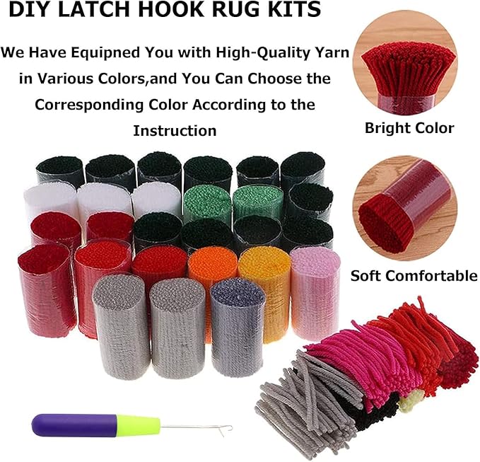 Ylkgogo Latch Hook Kits for Adults, Color Printed Canvas DIY Rug Crafts Arts Carpet for Home Decoration Festival Gift 20.5"X15" (Rose 02)