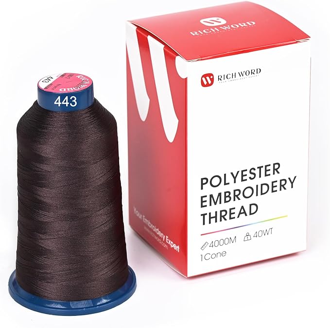 Richword Selected Brown Embroidery Thread 4000M(4374Y) 40WT Polyester Thread 100 Colors Selected for Commercial Multi Needles and Single Needle Embroidery Machine 0443