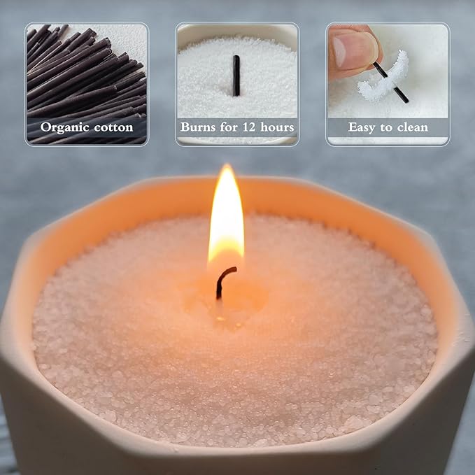 Pearled Candle Extra Wicks 200 Pack for Pearled Candle Making - 2 Inch Black Cotton Candle Wicks for Candle Making DIY