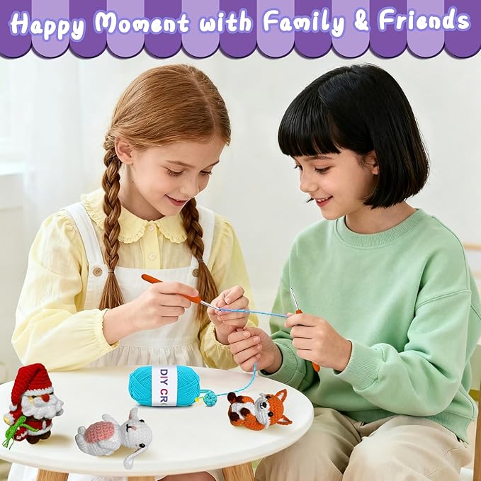 Vakdon 8PCS Crochet Kit for Beginners, 2026 Hallowwen Christmas Knitting Kit with Step-by-Step Video Tutorials, Beginner Crochet Kit Gifts for Kids, Adults