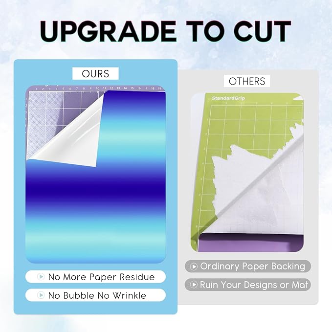 Tintnut Blue Permanent Vinyl - 8 Sheets 12"x10"Gradient Patterned Permanent Adhesive Vinyl for Cutting Machine, Home Decor Self Sticker