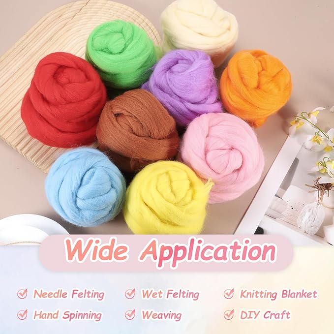 PATIKIL Wool Roving Yarn, 150G/5.3OZ Soft Felting Wool Pure Chunky Roving Yarn Bulk for Needle Felting Knitting Blanket Spinning Weaving DIY Craft, Light Gray