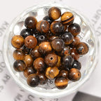 NCB 100pcs Original Natural Stone Beads Gemstone Round Loose Beads 6mm 8mm 10mm (Yellow Tiger's Eye, 10mm 100Beads)
