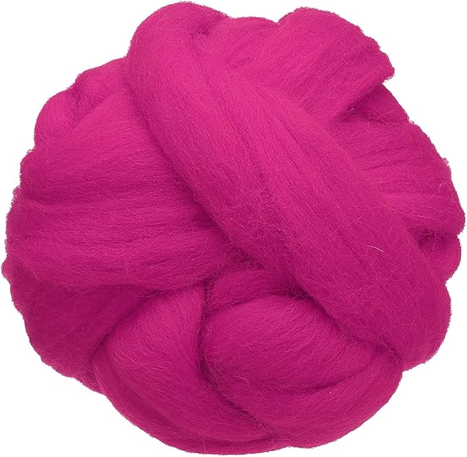 uxcell 3.53oz Wool Roving Yarn, Needle Felting Wool Fiber DIY Craft Needle Wet Felting Supplies for Blending Weaving Handcrafts, Cherry Red