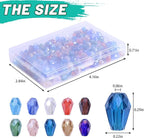 300pcs Glass Crystal Teardrop Beads 6X8mm Drop Glass Spacer Beads Colorful Clear Electroplated Color Crystal Beads for DIY Jewelry Bracelet Making (Facet Drop)