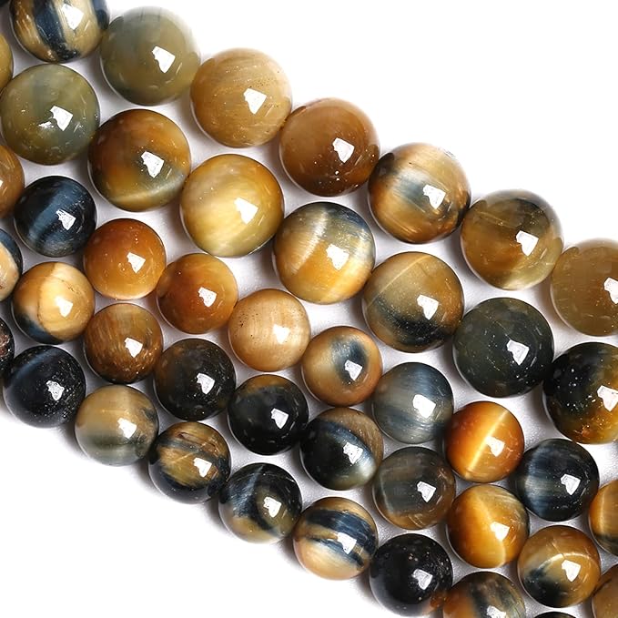 10mm 38PCS Natural Stone Dreamlike Blue Tiger Eye Beads for Jewelry Making DIY Bracelet