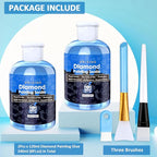 2 Pack Diamond Painting Sealer Glue with 3 Brushes, 8OZ Art Sealer Glue Accessories Permanent Hold Shine Effect for Puzzle