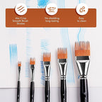 Fuumuui Grainer Brush Set–5pcs Professional Flat Comb Brushes for Unique Texture Painting Perfect for Artists Acrylic, Watercolor and Oil