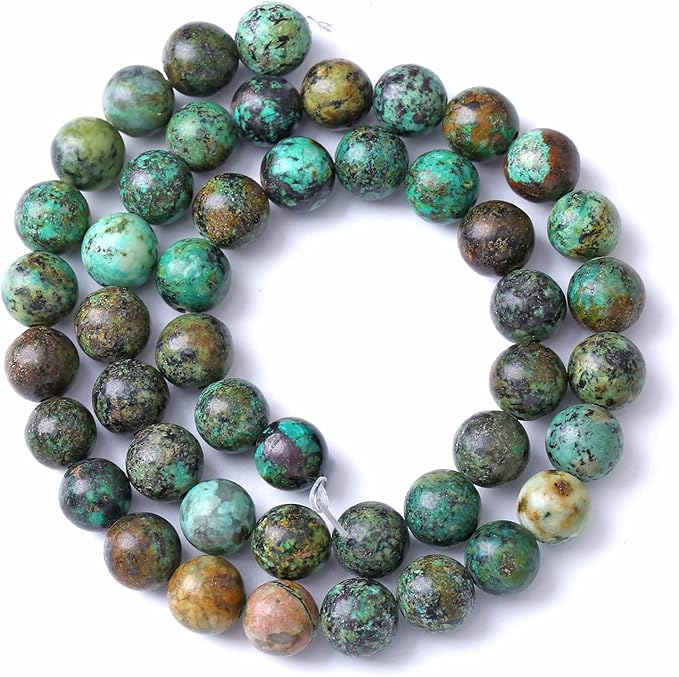 10MM 36PCS Natural Stone Green African Turquoise Spacer Loose Beads for Jewelry Making DIY Bracelet Necklace