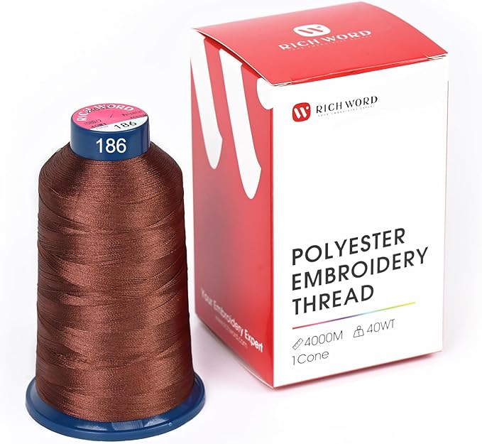 Richword Selected Brown Embroidery Thread 4000M(4374Y) 40WT Polyester Thread 100 Colors Selected for Commercial Multi Needles and Single Needle Embroidery Machine 0186