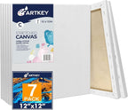Stretched Canvases for Painting 12x12 Inch 7-Pack, 10 oz Triple Primed Acid-Free 100% Cotton Blank Canvas, Square Canvas for Oil Paint Acrylics Pouring & Wet Art Media, Pour Painting
